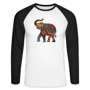 Elephant Proboscis Africa Safari Wilderness Elephant - Unisex Long Sleeve Baseball T-Shirt - white/black - Front - Nik (191cm)