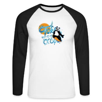 Panda Surfer – Take me to the Ocean - Unisex Long Sleeve Baseball T-Shirt - white/black - Front - Nik (191cm)