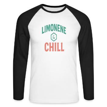 Limonene & Chill Citrus Vibes - Unisex Long Sleeve Baseball T-Shirt - white/black - Front - Nik (191cm)