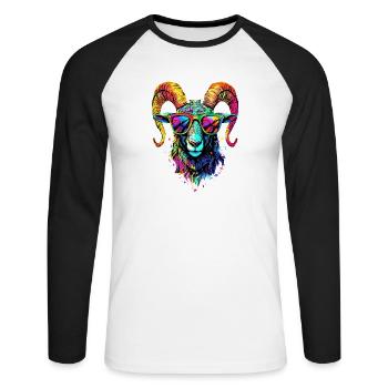 Aries mouflon Aries Wild Sheep Male Sheep - Unisex Long Sleeve Baseball T-Shirt - white/black - Front - Nik (191cm)