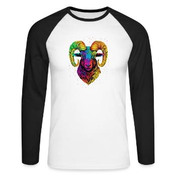 Aries mouflon Aries Wild Sheep Male Sheep - Unisex Long Sleeve Baseball T-Shirt - white/black - Front - Nik (191cm)