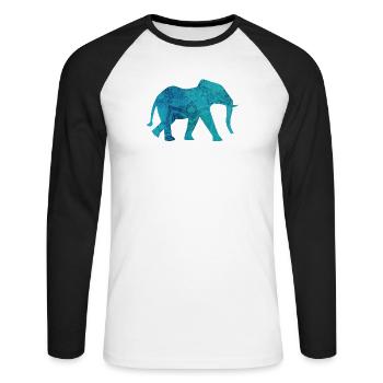 Éléphant Yoga Mandala Ornement Motif Yogi India - T-shirt baseball manches longues Homme - blanc/noir - Devant - Nik (191cm)
