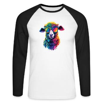 Sheep Lamb Sheep Domestic Sheep Shepherd Sweet Sheep - Unisex Long Sleeve Baseball T-Shirt - white/black - Front - Nik (191cm)