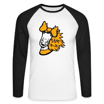 cheval fille femme mignonne jolie femme arc - T-shirt baseball manches longues Homme - blanc/noir - Devant - Nik (191cm)