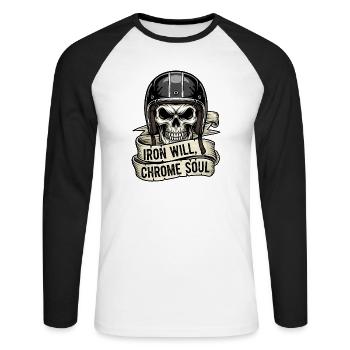 Volonté de fer, âme chromée - T-shirt baseball manches longues Homme - blanc/noir - Devant - Nik (191cm)