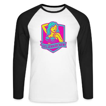 Gelsenkirchen Superstar en rose - T-shirt baseball manches longues Homme - blanc/noir - Devant - Nik (191cm)