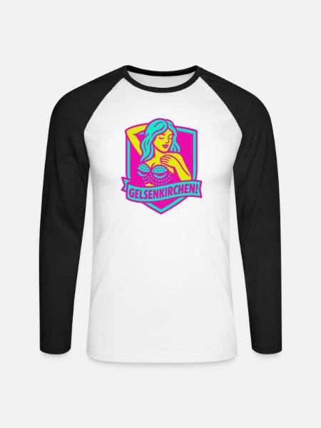 Gelsenkirchen Superstar in pink - Unisex Long Sleeve Baseball T-Shirt - white/black