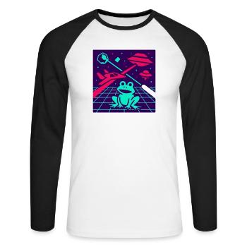 Space Frog - Unisex Long Sleeve Baseball T-Shirt - white/black - Front - Nik (191cm)