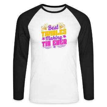 Tamale Best Tamales Making Tia Ever - Unisex Long Sleeve Baseball T-Shirt - white/black - Front - Nik (191cm)