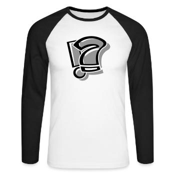 !? Point d’interrogation d’exclamation - T-shirt baseball manches longues Homme - blanc/noir - Devant - Nik (191cm)
