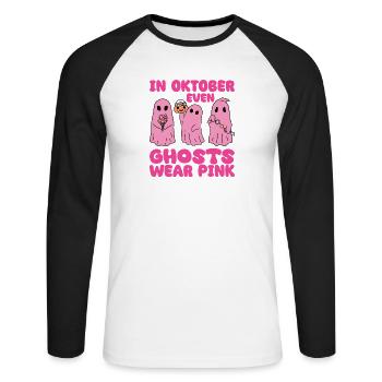 in oktober even Ghosts wear pink Breast Cancer - Unisex Baseballshirt langarm - Weiß/Schwarz - Vorne - Nik (191cm)