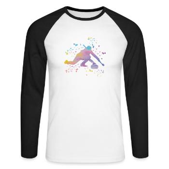 Curler Winter Sports Curling - Unisex Long Sleeve Baseball T-Shirt - white/black - Front - Nik (191cm)