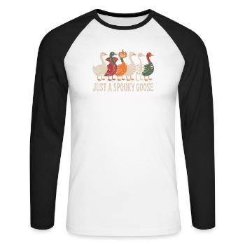 Just A Spooky Goose Halloween Vibes - Unisex Long Sleeve Baseball T-Shirt - white/black - Front - Nik (191cm)
