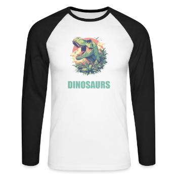 Dino Dinosaure Dinosaure - T-shirt baseball manches longues Homme - blanc/noir - Devant - Nik (191cm)