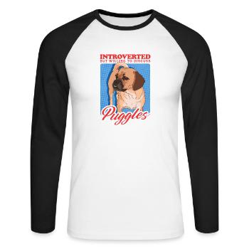 Puggle Dogs Dog Owner Gift - Unisex Long Sleeve Baseball T-Shirt - white/black - Front - Nik (191cm)