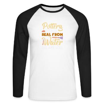Pottery Art From Water Fire Soul - Unisex Long Sleeve Baseball T-Shirt - white/black - Front - Nik (191cm)