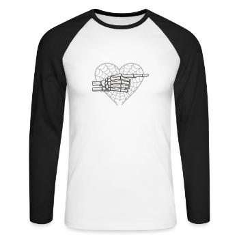 He's My Trick Funny Halloween Couple - Unisex Long Sleeve Baseball T-Shirt - white/black - Front - Nik (191cm)
