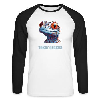 Tokay Geckos Tokay Gecko - T-shirt baseball manches longues Homme - blanc/noir - Devant - Nik (191cm)
