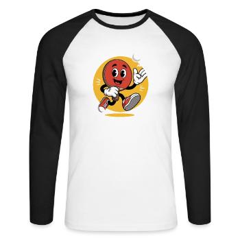 Conception de dessin animé de tennis de table - T-shirt baseball manches longues Homme - blanc/noir - Devant - Nik (191cm)
