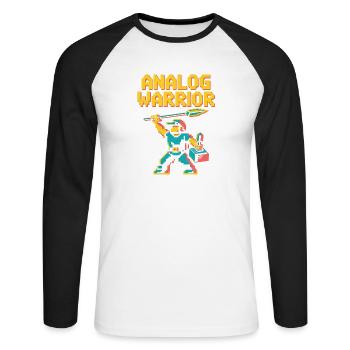 Analog Warrior Pop Culture Retro Video Game - Unisex Long Sleeve Baseball T-Shirt - white/black - Front - Nik (191cm)