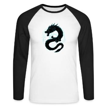 Neon Drache - Unisex Baseballshirt langarm - Weiß/Schwarz - Vorne - Nik (191cm)