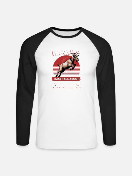 Drôle d’animal de la ferme chèvre - T-shirt baseball manches longues Homme - blanc/noir