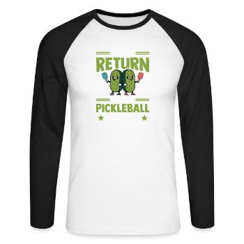 Pickleball Gurken Kombination Dinkball Outfit - Unisex Baseballshirt langarm - Weiß/Schwarz - Vorne - Nik (191cm)