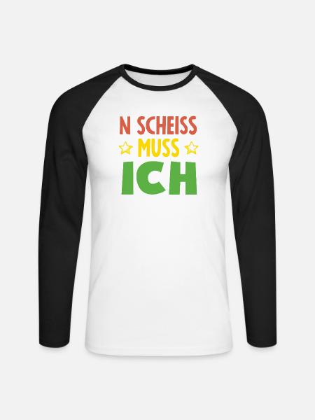 N Scheiß muss ich – Mittelfinger - Unisex Baseballshirt langarm - Weiß/Schwarz