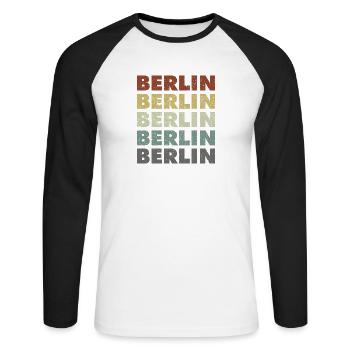 Berlin - Germany - Deutschland - Lettering - Unisex Long Sleeve Baseball T-Shirt - white/black - Front - Nik (191cm)