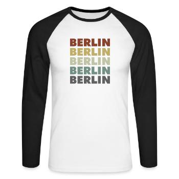 Berlin - Germany - Deutschland - Lettering - Unisex Long Sleeve Baseball T-Shirt - white/black - Front - Nik (191cm)