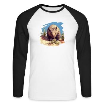 Wombats Wombat - T-shirt baseball manches longues Homme - blanc/noir - Devant - Nik (191cm)