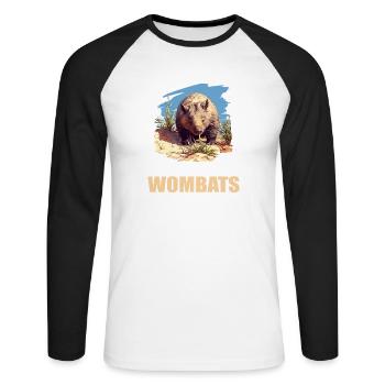 Wombats Wombat - Unisex Long Sleeve Baseball T-Shirt - white/black - Front - Nik (191cm)