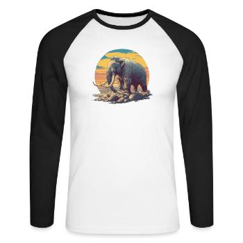 Mammouths Mammouth - T-shirt baseball manches longues Homme - blanc/noir - Devant - Nik (191cm)