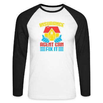Insurance Agent Can Fix It Funny Insurance Broker - Unisex Long Sleeve Baseball T-Shirt - white/black - Front - Nik (191cm)