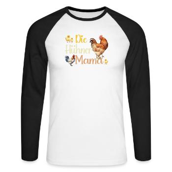 Die Hühner Mama Muttertag Mutterschaft Mama - Unisex Baseballshirt langarm - Weiß/Schwarz - Vorne - Nik (191cm)