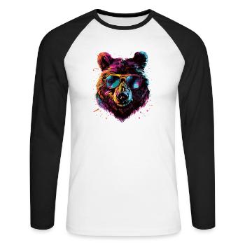 Retro Outdoor Wilderness Bärenbäume - Unisex Baseballshirt langarm - Weiß/Schwarz - Vorne - Nik (191cm)