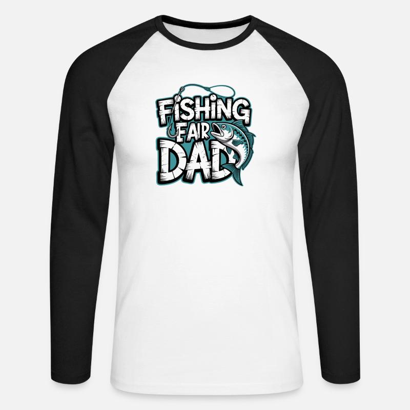 Fischfang Papa Comic Tee - Unisex Baseballshirt langarm - Weiß/Schwarz