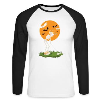 Golf en skeleton au clair de lune - T-shirt baseball manches longues Homme - blanc/noir - Devant - Nik (191cm)