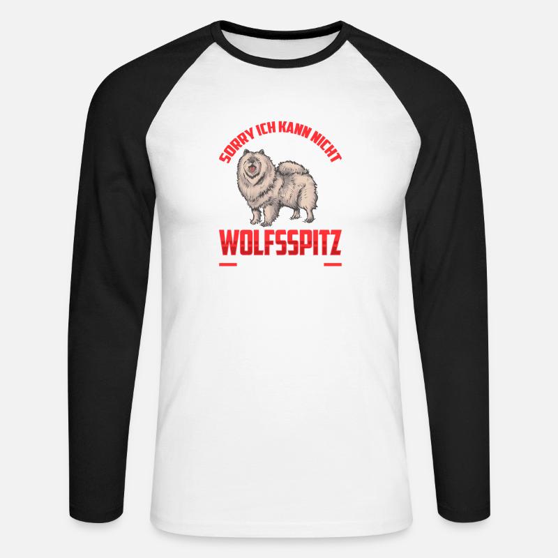 Wolfsspitz braucht mich Deutscher Wolfsspitz - Unisex Baseballshirt langarm - Weiß/Schwarz