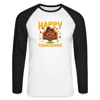 Happy Thanksgiving Autumn Harvest Blend - Unisex Long Sleeve Baseball T-Shirt - white/black - Front - Nik (191cm)