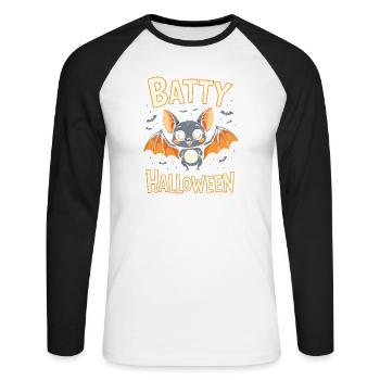 Bat Costume Batty Halloween Cute - Unisex Long Sleeve Baseball T-Shirt - white/black - Front - Nik (191cm)