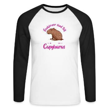 Les capybaras sont de vrais capybaras - T-shirt baseball manches longues Homme - blanc/noir - Devant - Nik (191cm)