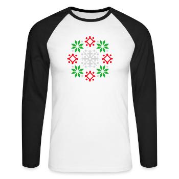flocons de neige motif Noël pull neige - T-shirt baseball manches longues Homme - blanc/noir - Devant - Nik (191cm)