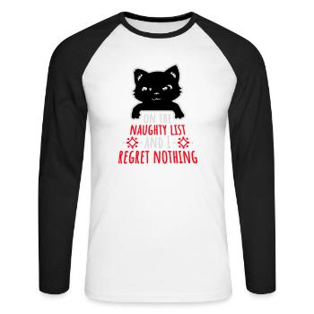 Sur la liste des vilains et ne regrette rien Böse Katze - T-shirt baseball manches longues Homme - blanc/noir - Devant - Nik (191cm)