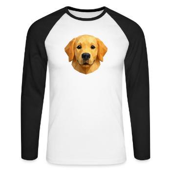Polygone Golden Retriever Conception géométrique pour chien - T-shirt baseball manches longues Homme - blanc/noir - Devant - Nik (191cm)