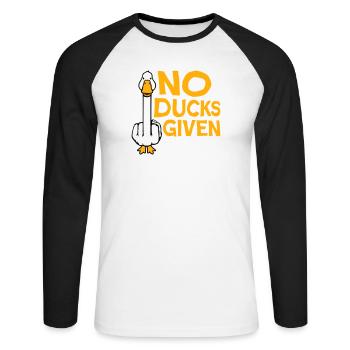 Goose No Ducks Given Middle Finger Naughty Duck Cool - Unisex Long Sleeve Baseball T-Shirt - white/black - Front - Nik (191cm)