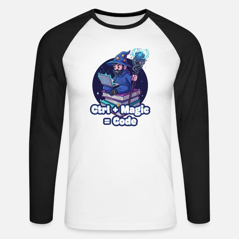 Ctrl Magic Code Zauberer - Unisex Baseballshirt langarm - Weiß/Schwarz