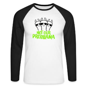 Pas nos lunettes de soleil Problama 3 Llamas Friends Team - T-shirt baseball manches longues Homme - blanc/noir - Devant - Nik (191cm)
