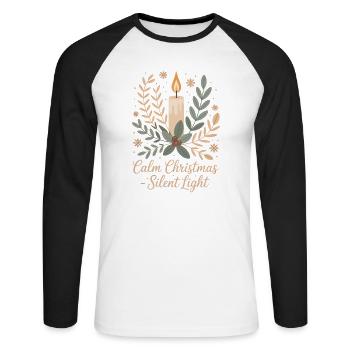 Botanical Christmas design - Unisex Long Sleeve Baseball T-Shirt - white/black - Front - Nik (191cm)