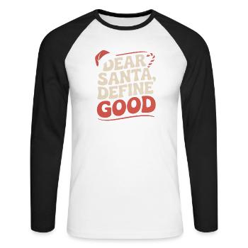 Sarkastisches Weihnachtsdesign - Unisex Baseballshirt langarm - Weiß/Schwarz - Vorne - Nik (191cm)
